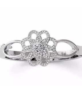 Lia Sophia Silver Floral Crystal Bracelet
